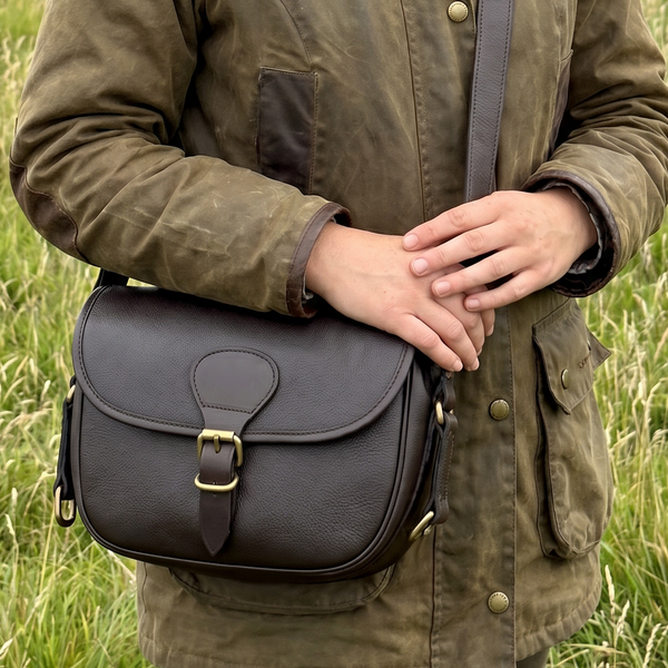 Havana Brown Leather Shotgun 90 Cartridge Bag
