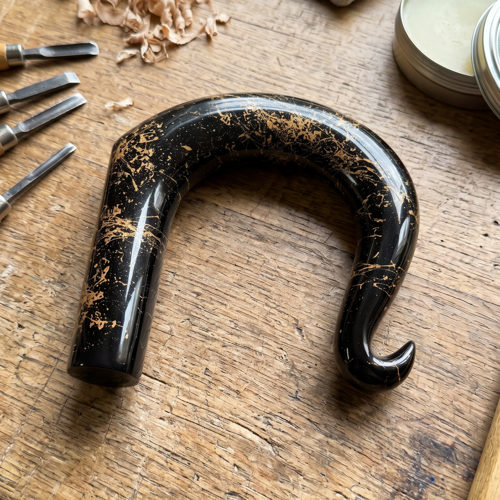 Walking Stick Full Turned Handle Gloss