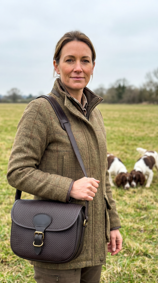 Oak Chequered Shotgun Cartridge Bag