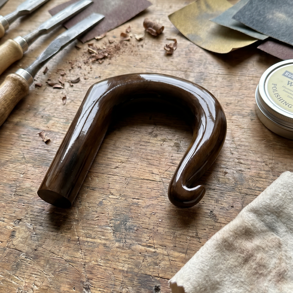Walking Stick Full Turned Handle Brown