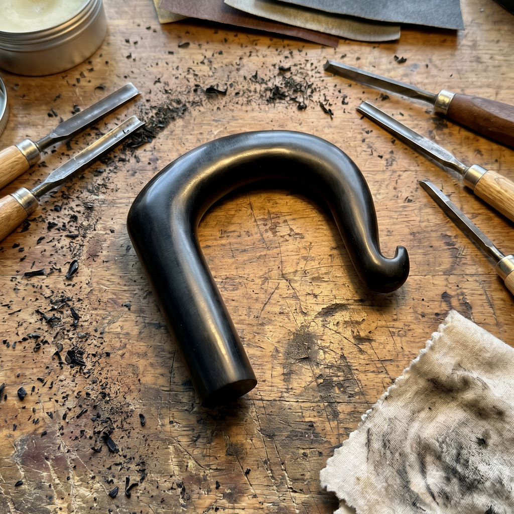 Buffalo Horn Walking Stick Full Turned Handle