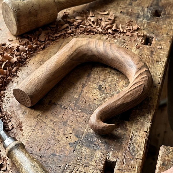 Wooden Walking Stick Cane Handle Carved Full Turned