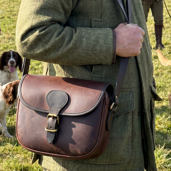 Leather Shotgun Cartridge Bag Latigo Brown