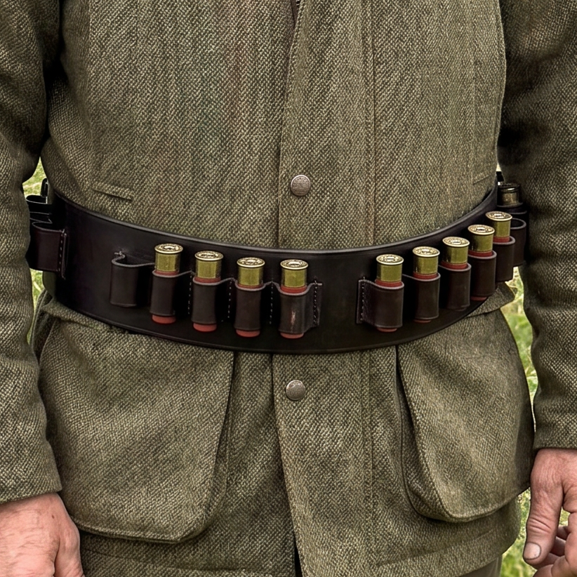 Leather Shotgun Cartridge Belt 12g Open