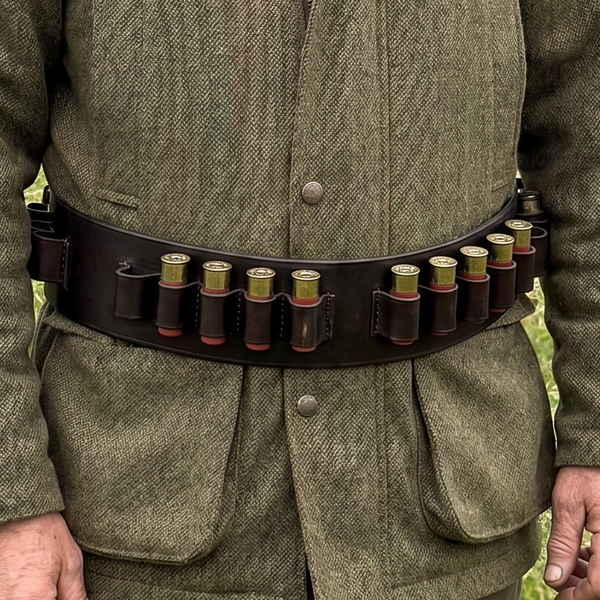 Leather Shotgun Cartridge Belt 12g Open