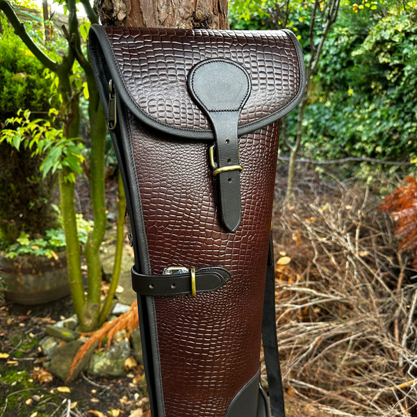 Leather Shotgun Slip Case Crocodile Print