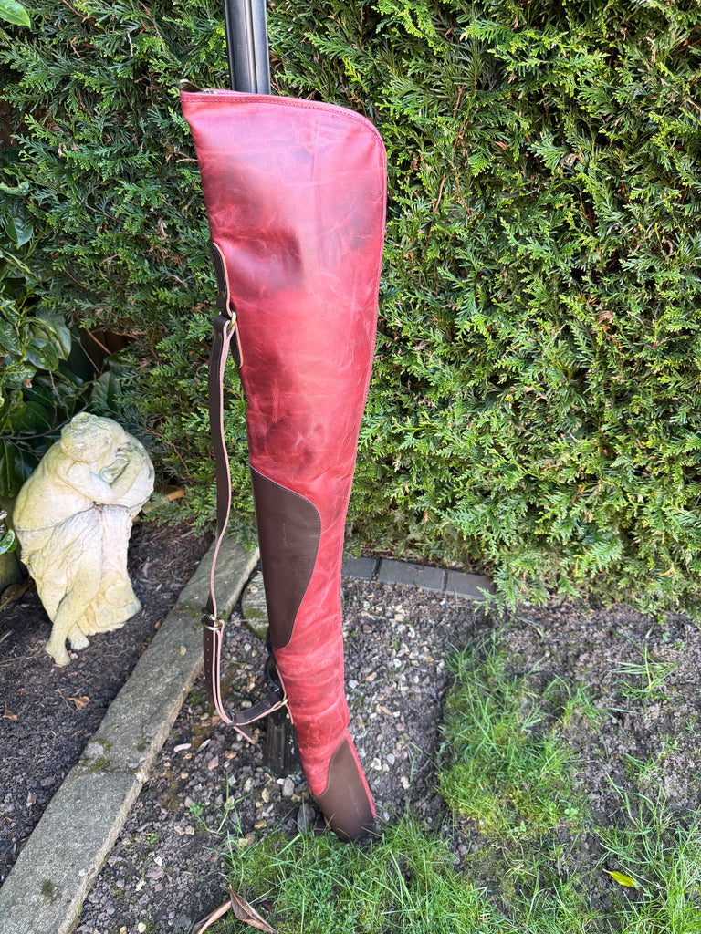 Distressed Leather Shotgun Slip Side Case Oxblood