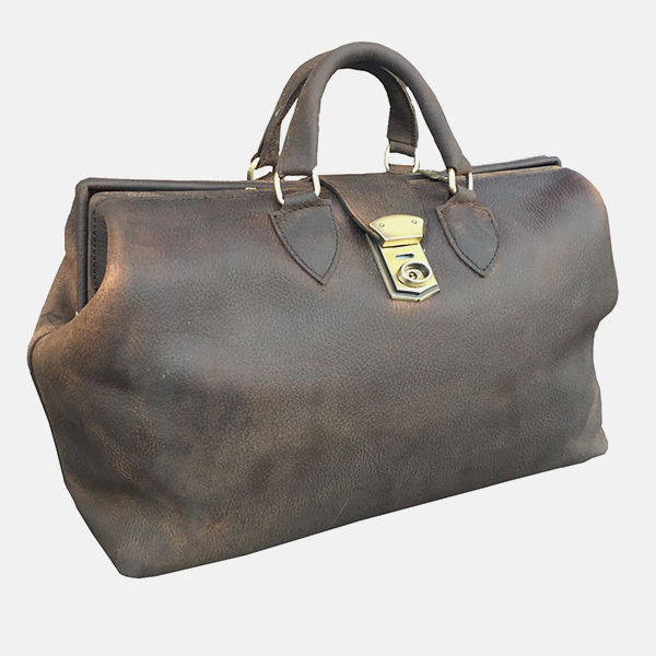 Brown Leather Gladstone Doctors Medical Bag Carry Case
