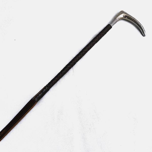 Vintage Braided Leather Horse Riding Crop Silver Plated Handle – John ...