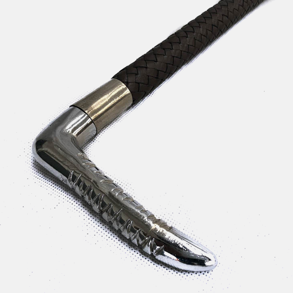 Adult Vintage Braided Leather Horse Riding Crop Silver Plated Handle