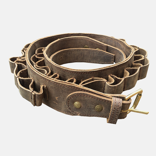 Double Leather Shotgun Cartridge Belt 12g Open John Shooter