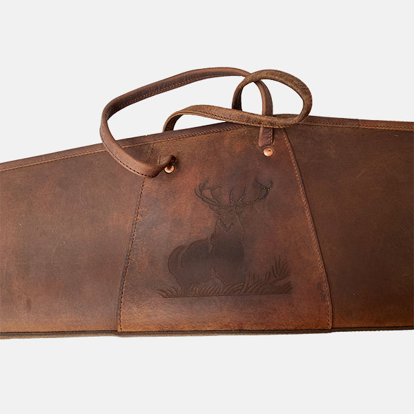 Leather Shooting Rifle Case Stag Engraved Design