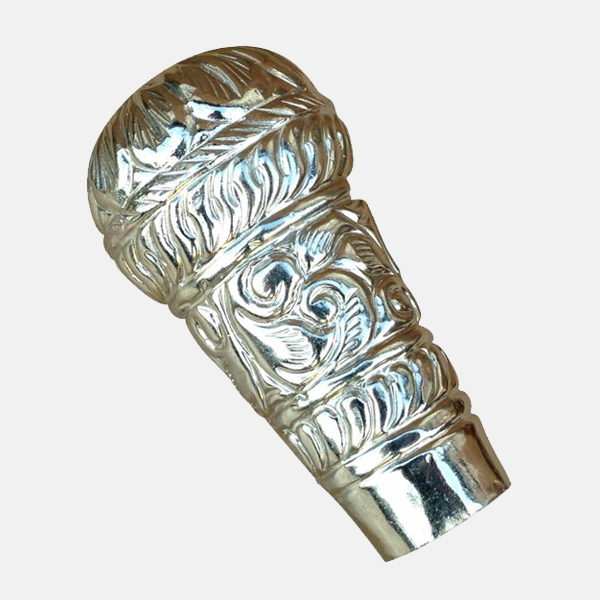 Silver Plated Pattern Embossed Walking Stick Handle