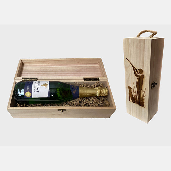 Personalised Wooden Shooting Scene Wine Gift Box